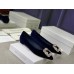 Manolo Blahnik Hangisi Flats In Blue Velvet with Crystal Buckle Manolo Blahnik Hangisi Flats In Blue Velvet with Crystal Buckle