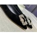 Manolo Blahnik Hangisi Flats In Black Velvet with Crystal Buckle Manolo Blahnik Hangisi Flats In Black Velvet with Crystal Buckle