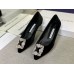 Manolo Blahnik Hangisi Flats In Black Velvet with Crystal Buckle Manolo Blahnik Hangisi Flats In Black Velvet with Crystal Buckle