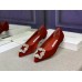 Manolo Blahnik Hangisi Flats In Red Velvet with Crystal Buckle Manolo Blahnik Hangisi Flats In Red Velvet with Crystal Buckle