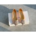 Manolo Blahnik Hangisi Flats In Nude Lace with Crystal Buckle Manolo Blahnik Hangisi Flats In Nude Lace with Crystal Buckle
