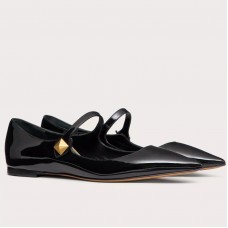 Valentino Tiptoe Ballet Flats In Black Patent Leather Valentino Tiptoe Ballet Flats In Black Patent Leather