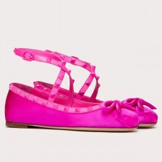 Valentino Rockstud Ballerina In Pink Satin Valentino Rockstud Ballerina In Pink Satin