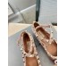 Valentino Rockstud Ballerina In Rose Cannelle Satin Valentino Rockstud Ballerina In Rose Cannelle Satin