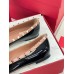 Valentino Rockstud Ballerina In Black Patent Leather