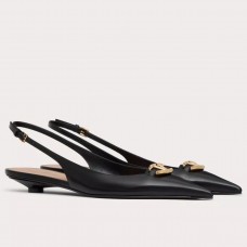 Valentino Bold Edition VLogo Slingback Ballerinas in Black Leather Valentino Bold Edition VLogo Slingback Ballerinas in Black Leather