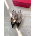 Valentino Bold Edition VLogo Slingback Ballerinas in Black Leather