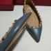Valentino Rockstud Ballet Flats In Blue Calfskin Valentino Rockstud Ballet Flats In Blue Calfskin