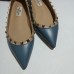 Valentino Rockstud Ballet Flats In Blue Calfskin Valentino Rockstud Ballet Flats In Blue Calfskin