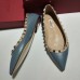 Valentino Rockstud Ballet Flats In Blue Calfskin Valentino Rockstud Ballet Flats In Blue Calfskin