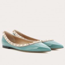 Valentino Rockstud Ballet Flats In Light Blue Patent Leather Valentino Rockstud Ballet Flats In Light Blue Patent Leather