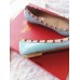 Valentino Rockstud Ballet Flats In Light Blue Patent Leather