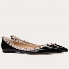 Valentino Rockstud Ballet Flats In Black Patent Leather Valentino Rockstud Ballet Flats In Black Patent Leather