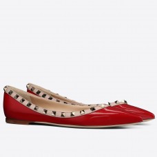 Valentino Rockstud Ballet Flats In Red Patent Leather Valentino Rockstud Ballet Flats In Red Patent Leather