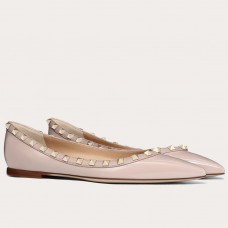 Valentino Rockstud Ballet Flats In Powder Patent Leather Valentino Rockstud Ballet Flats In Powder Patent Leather