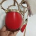 Valentino Cage Rockstud Ballet Flats In Red Calfskin