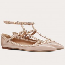 Valentino Caged Rockstud Ballet Flats In Powder Patent Leather Valentino Caged Rockstud Ballet Flats In Powder Patent Leather