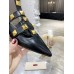 Valentino Roman Stud Ballet Flats In Black Calfskin