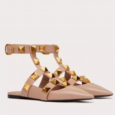 Valentino Roman Stud Ballet Flats In Powder Calfskin Valentino Roman Stud Ballet Flats In Powder Calfskin