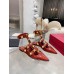 Valentino Roman Stud Ballet Flats In Red Calfskin