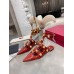 Valentino Roman Stud Ballet Flats In Red Calfskin
