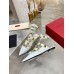 Valentino Roman Stud Ballet Flats In White Calfskin
