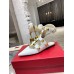 Valentino Roman Stud Ballet Flats In White Calfskin