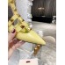 Valentino Roman Stud Ballet Flats In Yellow Calfskin