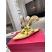 Valentino Roman Stud Ballet Flats In Yellow Calfskin