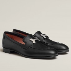 Hermes Men's Paris Loafers In Noir Calfskin Hermes Men's Paris Loafers In Noir Calfskin