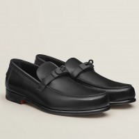 Hermes Men's Destin Loafers In Black Calfskin Hermes Men's Destin Loafers In Black Calfskin