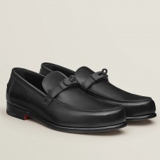 Hermes Men's Destin Loafers In Black Calfskin Hermes Men's Destin Loafers In Black Calfskin