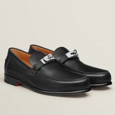 Hermes Men's Destin Loafers In Noir Calfskin Hermes Men's Destin Loafers In Noir Calfskin