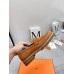 Hermes Women's Faubourg Loafers in Brown Suede Leather