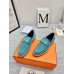 Hermes Women's Faubourg Loafers in Blue Suede Leather
