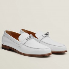 Hermes Women's Destin Loafers in White Leather Hermes Women's Destin Loafers in White Leather