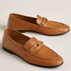 Hermes Women's Colette Loafers in Brown Leather Hermes Women's Colette Loafers in Brown Leather