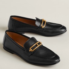 Hermes Women's Colette Loafers in Black Leather Hermes Women's Colette Loafers in Black Leather