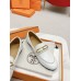 Hermes Women's Colette Loafers in White Leather Hermes Women's Colette Loafers in White Leather