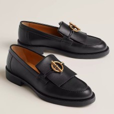 Hermes Women's Impact Loafers in Black Leather Hermes Women's Impact Loafers in Black Leather