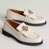 Hermes Women's Impact Loafers in White Leather Hermes Women's Impact Loafers in White Leather