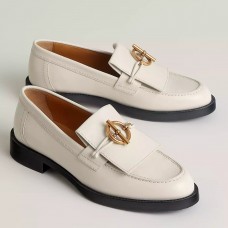 Hermes Women's Impact Loafers in White Leather Hermes Women's Impact Loafers in White Leather