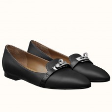 Hermes Pegase Ballerina Flats In Black Calfskin Hermes Pegase Ballerina Flats In Black Calfskin