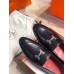 Hermes Women's Paris Loafers In Black Goatskin