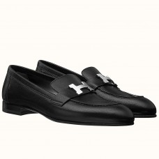 Hermes Women's Paris Loafers In Noir Goatskin Hermes Women's Paris Loafers In Noir Goatskin