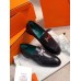 Hermes Women's Paris Loafers In Noir Goatskin