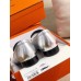 Hermes Women's Paris Loafers In Silver Metallic Goatskin