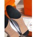 Hermes Women's Paris Loafers In Silver Metallic Goatskin