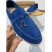 Loro Piana Women's Summer Charms Walk Loafers in Blue Fluorite Suede Leather Loro Piana Women's Summer Charms Walk Loafers in Blue Fluorite Suede Leather