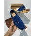 Loro Piana Women's Summer Charms Walk Loafers in Blue Fluorite Suede Leather Loro Piana Women's Summer Charms Walk Loafers in Blue Fluorite Suede Leather